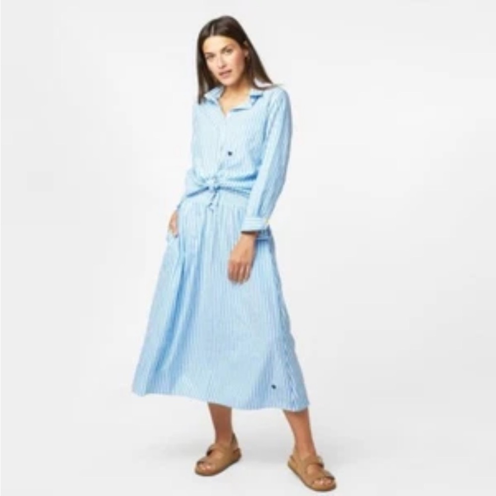 Blue Striped Button Down Shirt for Women